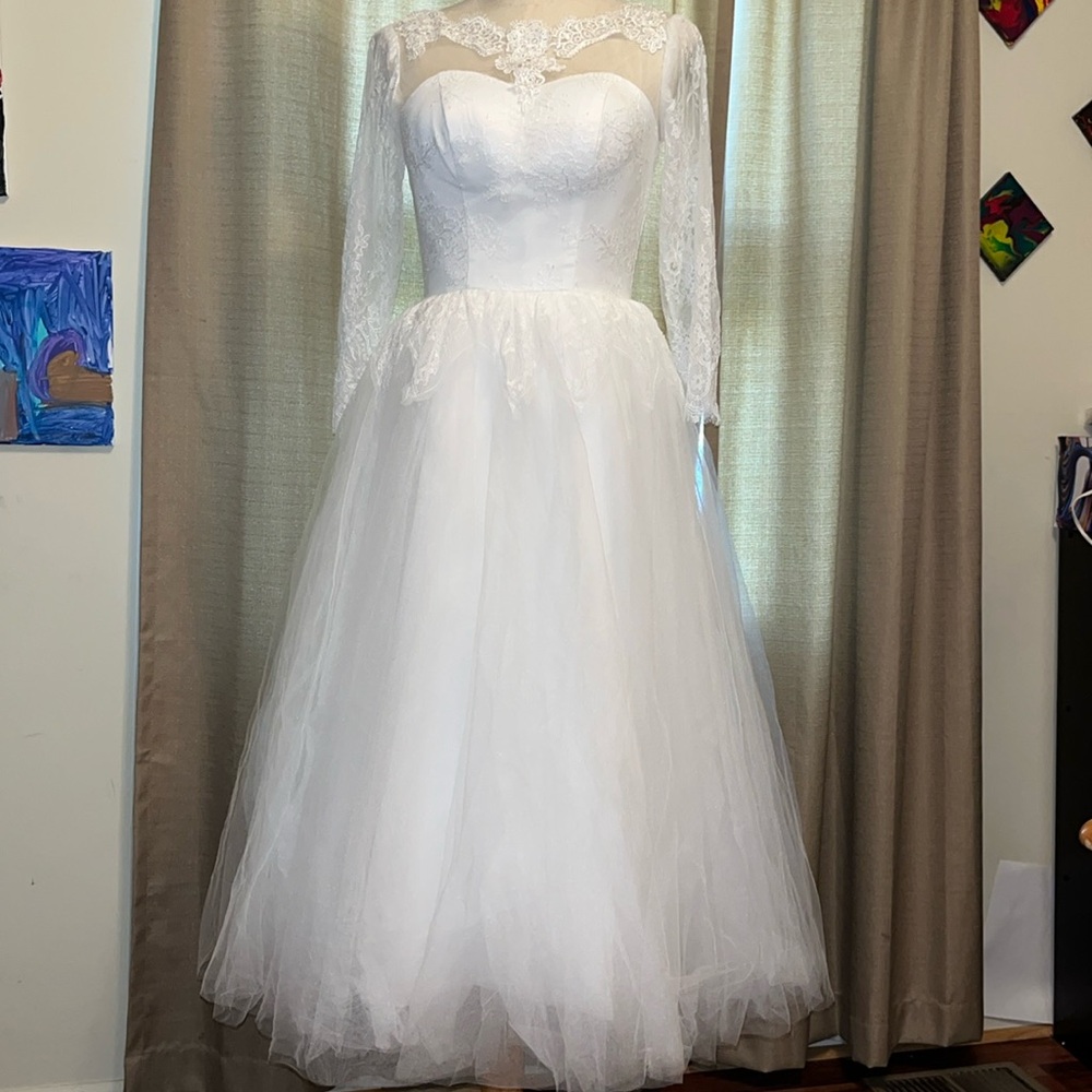 Summer Beach Lace Tea Length Wedding Dresses Womens Medium
